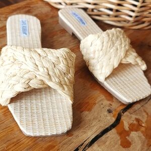 Woven Straw Slides Flats sz 7‎ Natural